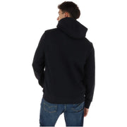 Napapijri Schwarzer Herren-Baumwollhoodie mit weicher Fleece-Textur und gerippten Bündchen, Rückseite des Sweatshirts abgebildet