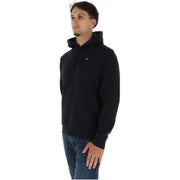 Napapijri Schwarzer Herren-Baumwollhoodie mit Kapuze und kleinem rot-weißem Logo auf der linken Brust