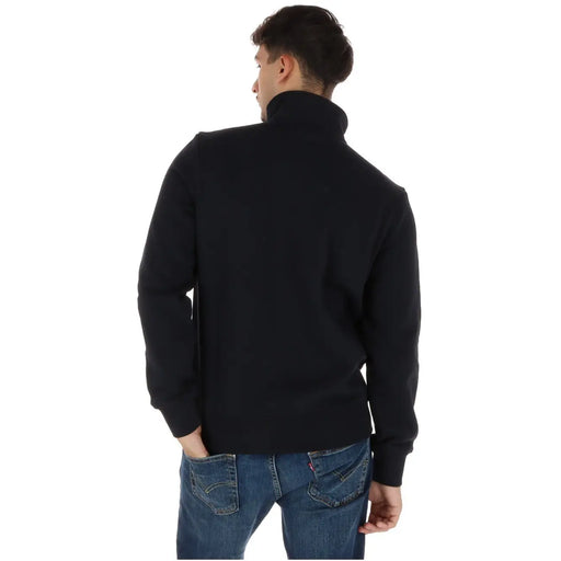 Napapijri Schwarzes Herren-Sweatshirt aus Baumwolle mit Reißverschluss, Rollkragen, langen Ärmeln, gerippten Bündchen und hohem Kragen