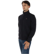 Schwarz napapijri Herren-Fleecejacke aus Baumwolle mit Reißverschluss und kleinem, gesticktem Logo auf der linken Brust für die Freizeit.