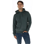 Dunkelgrüner Baumwoll-Hoodie für Herren von Napapijri mit einem kleinen gestickten Logo auf der Brust