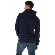 Napapijri Herren-Hoodie aus marineblauem Baumwollfleece mit Kapuze und Vordertasche für die Freizeit.