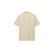Beige napapijri men polo shirt short sleeve made of yellow cotton with classic collar and subtle stitching details