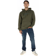 Olivgrün Napapijri Herren-Sweatshirt mit Kapuze aus Baumwoll-Polyester-Mischgewebe mit dezentem, dunklem Logo auf der Brust