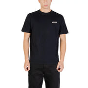 Napapijri Männer t-shirt Schwarzes, kurzärmeliges T-Shirt mit Rundhalsausschnitt und kleinem weißen Logo auf der linken Brust für die Freizeit.