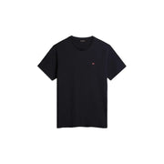 Napapijri Männer t-shirt Schwarzes Kurzarmhemd aus Baumwolle mit kleinem, gesticktem Logo auf der linken Brust.