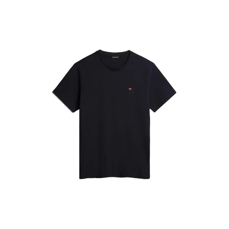 Napapijri Männer t-shirt Schwarzes Kurzarmhemd aus Baumwolle mit kleinem, gesticktem Logo auf der linken Brust.