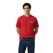 Napapijri Herren-T-Shirt, rot, kurzärmelig, aus Baumwolle, mit kleinem weißen Logo auf der linken Brust, Vorderansicht