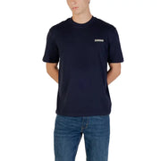 Marineblaues Kurzarmhemd Napapijri Männer t-shirt mit kleinem weißen Logo aus Baumwollstoff auf der linken Brust