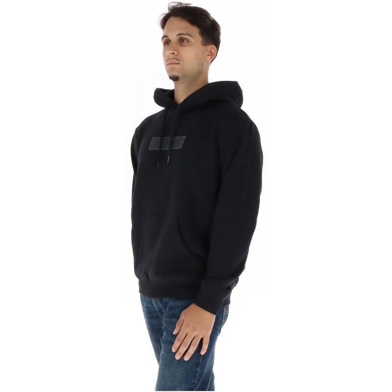 Napapijri Schwarzer Herren-Kapuzenpullover aus Baumwolle mit minimalistischem rechteckigem Logo auf der Brust