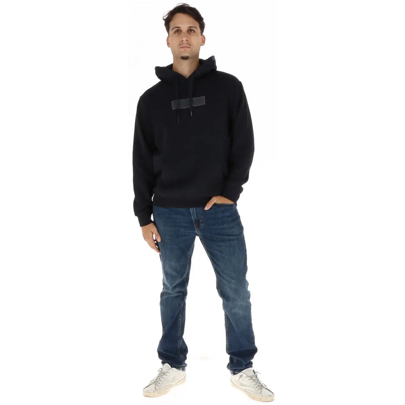 Napapijri Schwarzer Herren-Kapuzenpullover aus Baumwolle mit dezentem rechteckigem Logo auf der Brust