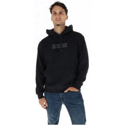 Napapijri Schwarzer Herren-Kapuzenpullover aus Baumwolle mit minimalistischem rechteckigem Aufnäher auf der Brust