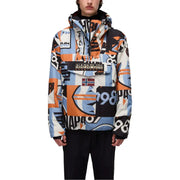 Napapijri multi-color abstract patterned jacket with hood and zipper.