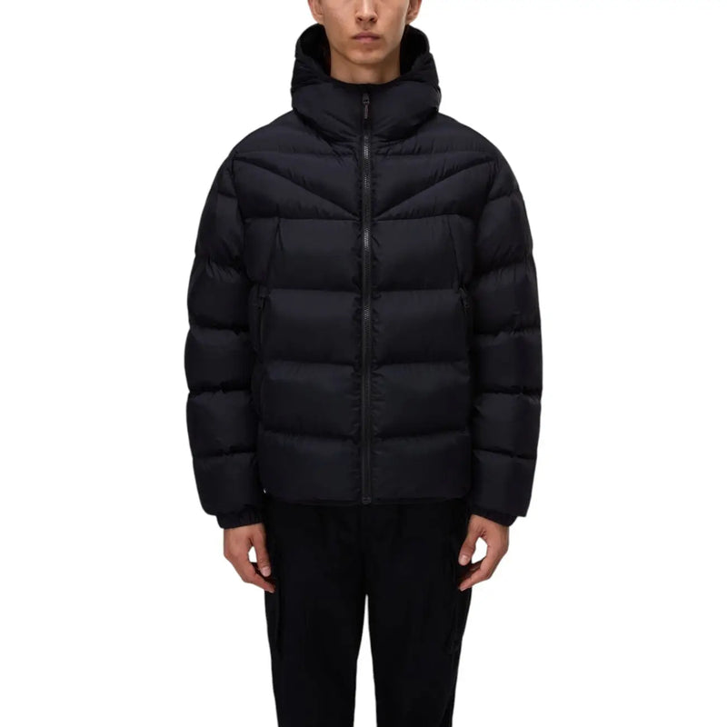 Napapijri Schwarze Steppjacke für Herren mit Kapuze, Vorderansicht