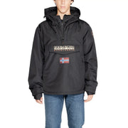 Napapijri Schwarze Steppjacke für Herren mit Reißverschlusstasche vorne und Aufnäher mit norwegischer Flagge, Vorderansicht