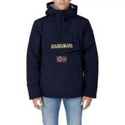 Napapijri Steppjacke für Herren in Marineblau mit Frontaufnäher mit Markennamen und norwegischer Flagge, Vorderansicht