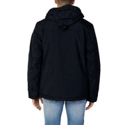 Napapijri Schwarze Steppjacke für Herren mit Kapuze und dezenten Ziernähten, Vorderansicht