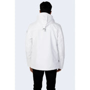 Napapijri Weiße Steppjacke für Herren mit schwarzen Schulter- und Rückendetails, Vorderansicht