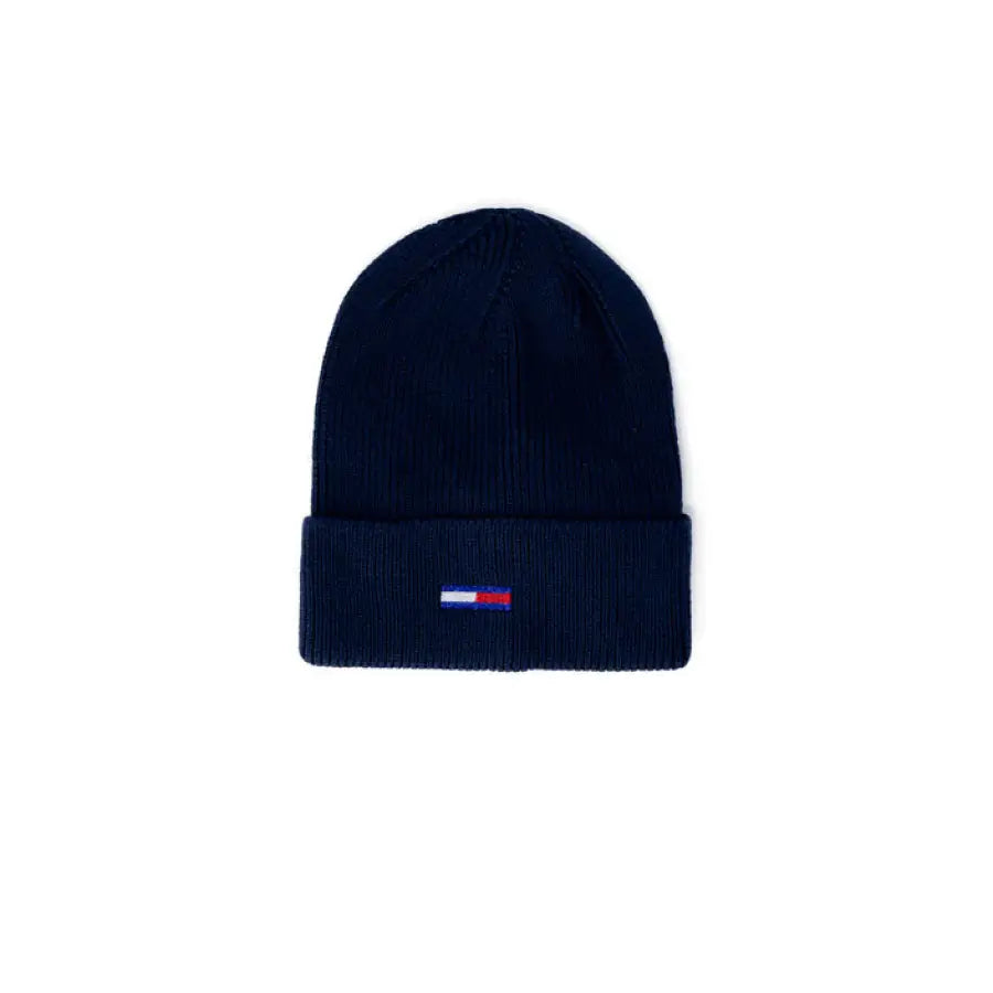 
                      
                        Tommy Hilfiger Jeans women’s navy beanie hat with flag logo.
                      
                    