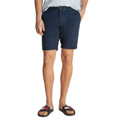 Men’s Navy Blue Chino Shorts paired with a Yellow T-Shirt in a stylish casual outfit