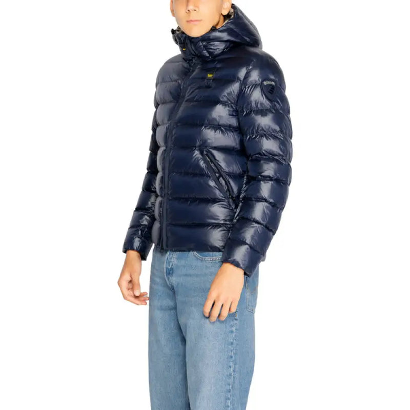 Navy blue hooded puffer jacket perfect for warmth and style in colder weather