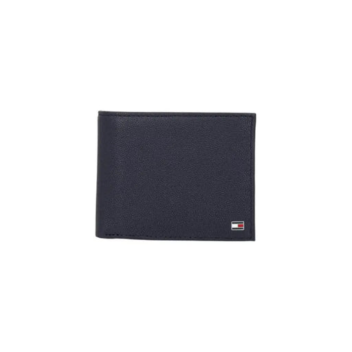 Navy blue leather wallet displayed in the Open Black Leather Wallet product image