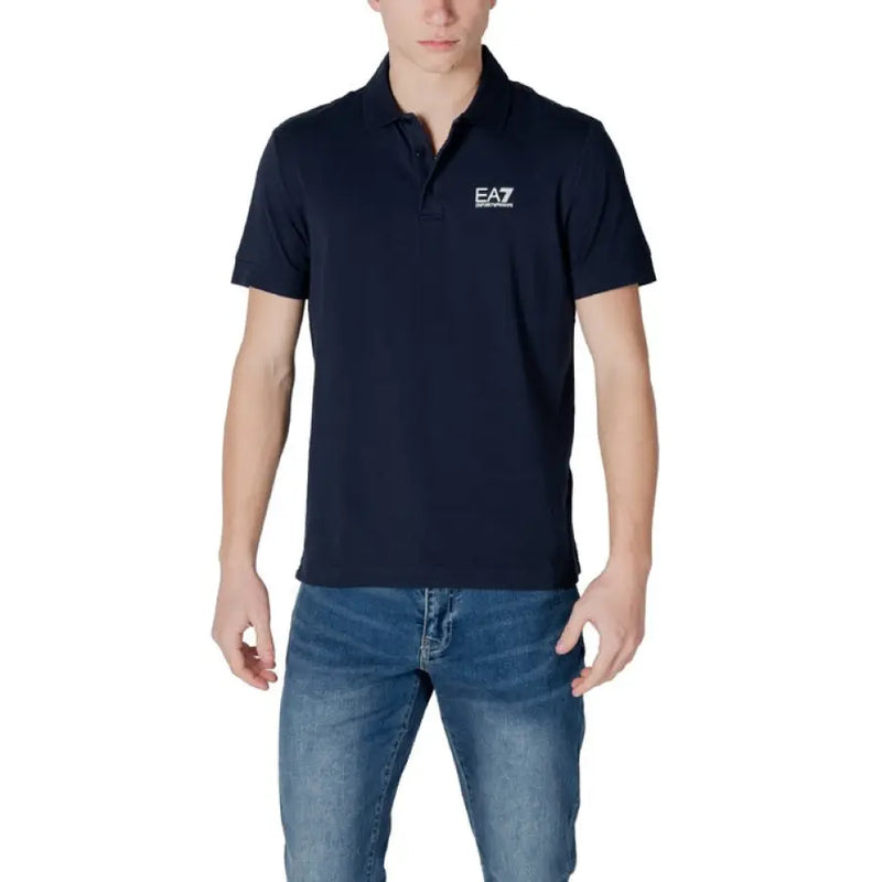 Navy blue Ea7 Men Black Polo Shirt displayed in a stylish setting for men’s fashion