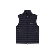 Marineblaue Steppweste mit hohem Kragen, Reißverschluss und zwei Seitentaschen armani exchange Logo auf der linken Brust