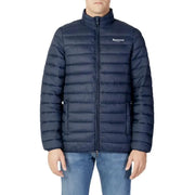 Navy blue quilted puffer jacket with full-length zipper for Aquascutum Men’s Turtleneck
