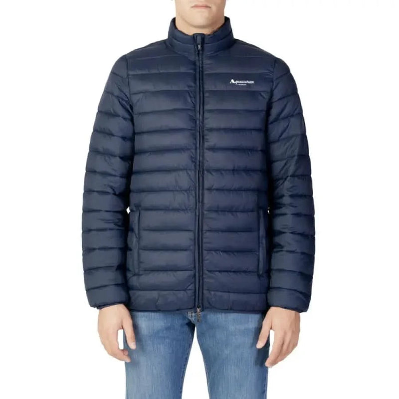 Navy blue quilted puffer jacket with full-length zipper for Aquascutum Men’s Turtleneck