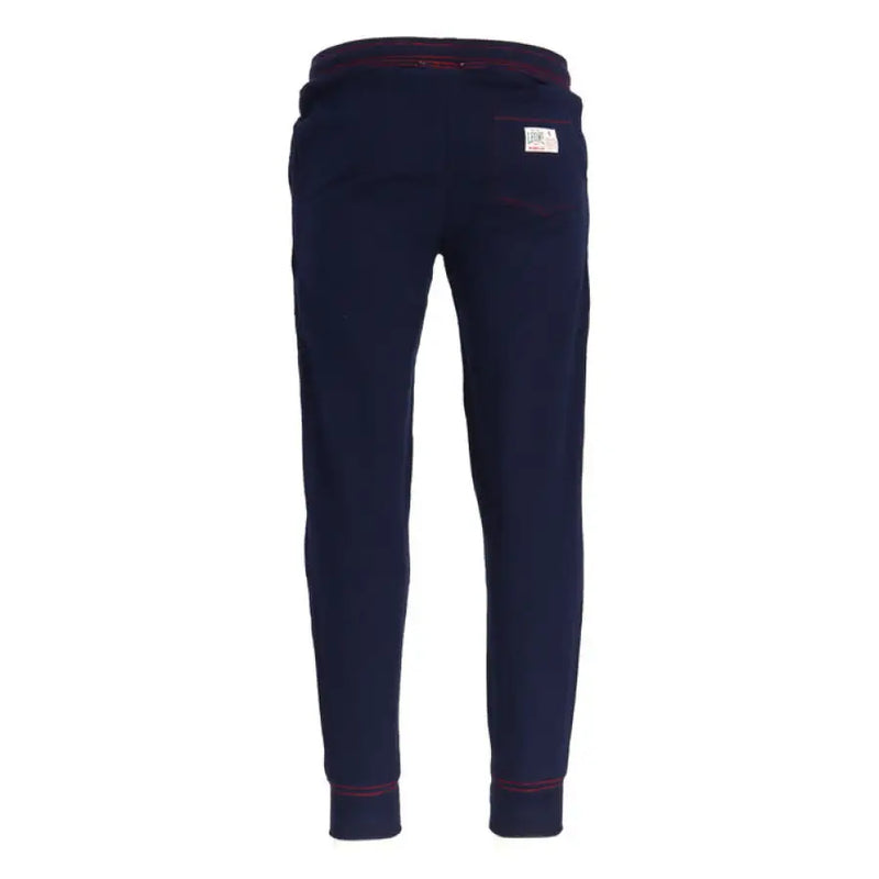 Navy blue sweatpants with a red drawstring for casual and athletic wear