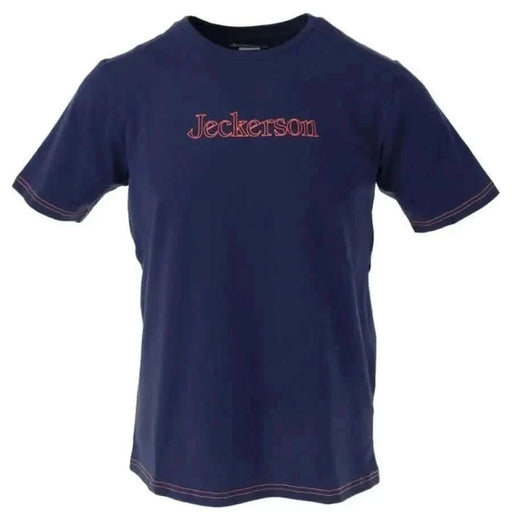 Marineblau Jeckerson Männer T-Shirt mit Jeckerson in Rot auf der Brust aufgedruckt