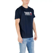 Navy blue Tommy Hilfiger T shirt displayed for the product Tommy Hilfiger Navy Blue T Shirt