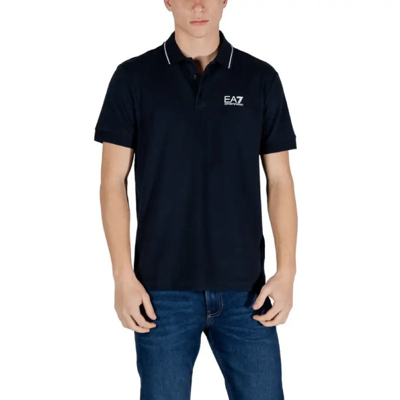 Navy polo shirt with white trim from Ea7 Men’s Blue Polo Shirt Spring Summer collection