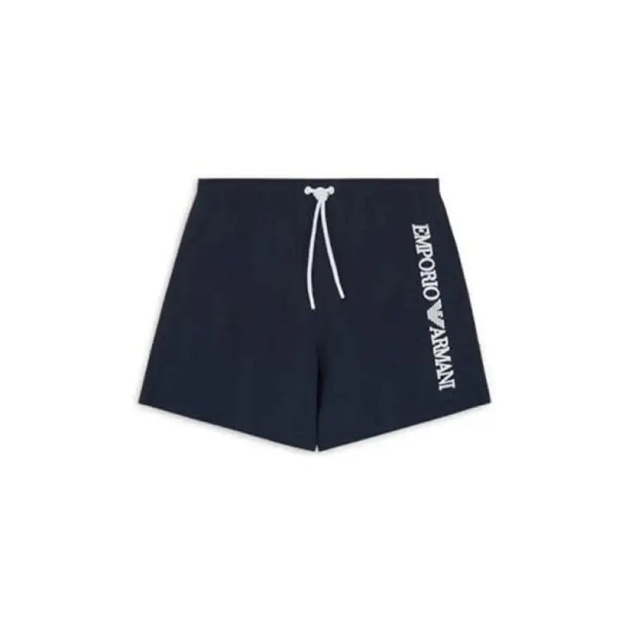 
                      
                        Emporio Armani Underwear men’s navy shorts with white logo on side
                      
                    