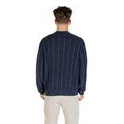 Navy Blue Striped Knit Sweater displayed for stylish winter wear