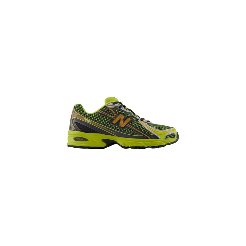 New balance Schwarze Herren-Sneaker aus Synthetik mit leuchtend neongrünem Mesh-Obermaterial und orangefarbenen Logo-Details