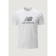 New Balance Männer t-shirt in Weiß mit grauem Logo und Schriftzug auf der Brust für lässige Kleidung