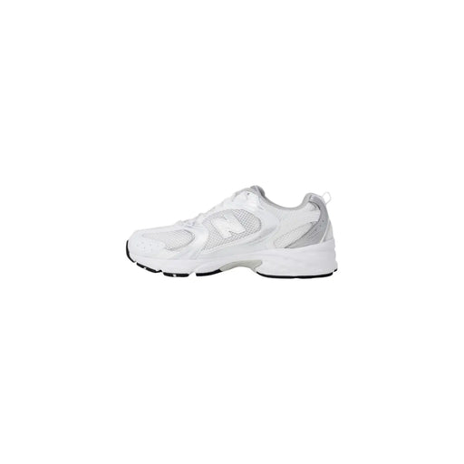 New Balance Graue Damen-Sneaker aus Kunstleder mit weißem und silbernem Mesh-Obermaterial und Gummisohle