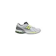 New balance women grey synthetic sneakers featuring silver and neon yellow mesh upper with black accents