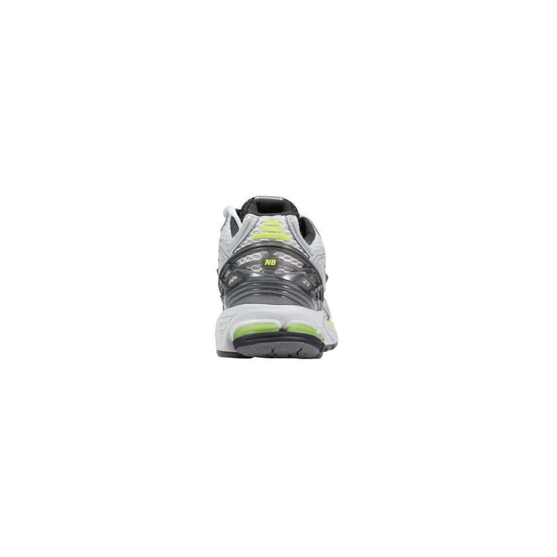 New Balance women grey synthetic sneakers with gray and neon green mesh upper and rubber sole running shoes