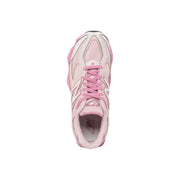 New Balance women pink suede sneakers with mesh and synthetic overlays for comfort and style