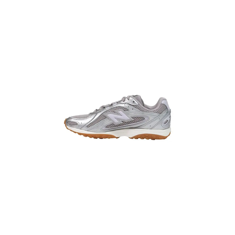 New Balance women silver sneakers synthetic slip with mesh and synthetic upper white midsole and gum outsole