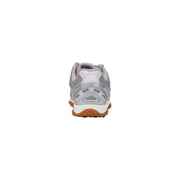 New Balance women silver sneakers synthetic slip running shoe with mesh and synthetic overlays white midsole tan outsole