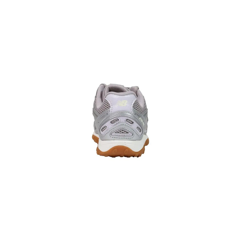 New Balance women silver sneakers synthetic slip running shoe with mesh and synthetic overlays white midsole tan outsole