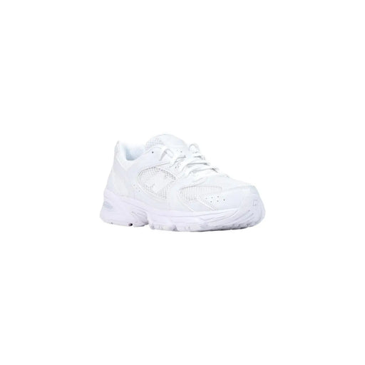 New Balance Damen-Sneaker, weiß, aus Kunstleder mit Mesh- und Synthetik-Overlays, klobiger Sohle und Schnürsenkeln