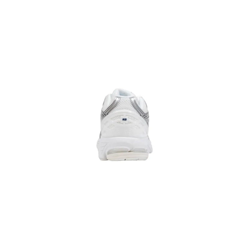 New balance women sneakers white synthetic lace up running shoe with silver accents and cushioned sole