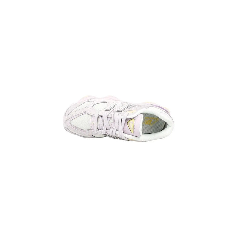 White new balance women suede sneakers lilac leather with white 990v5 design and subtle lavender chunky sole