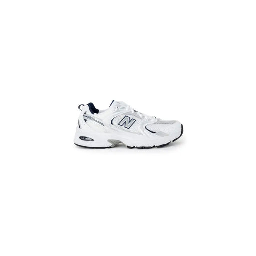 New Balance 530 white womens sneakers with navy retro accents