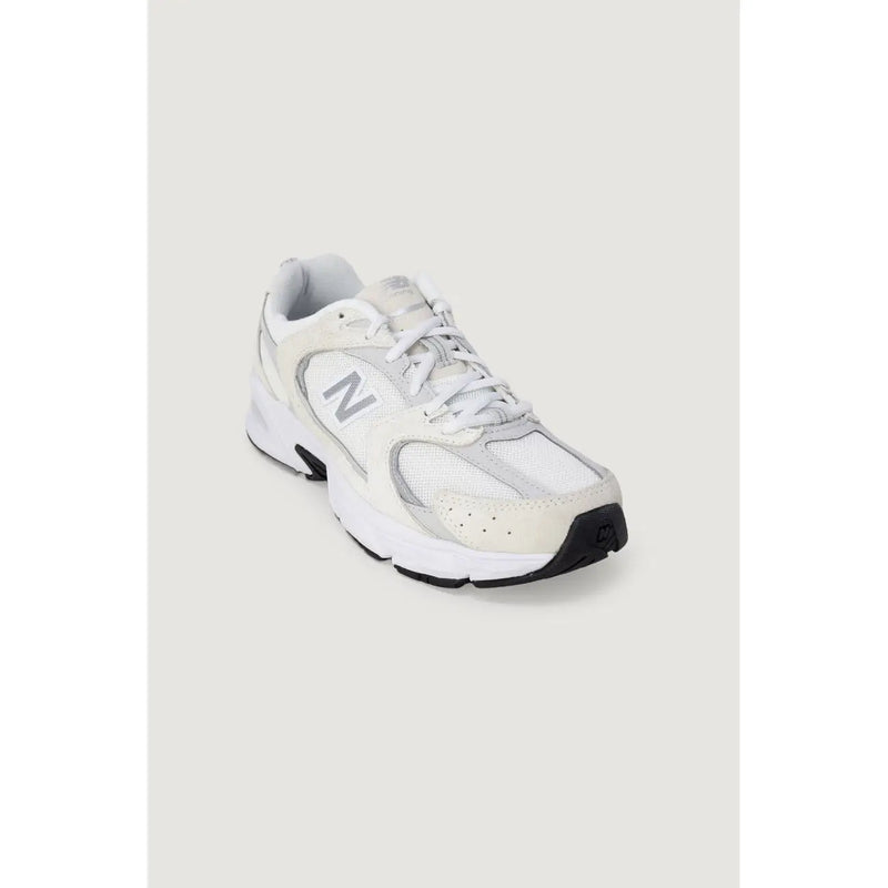 New Balance women white and gray synthetic sneakers with mesh overlays featuring a classic retro design